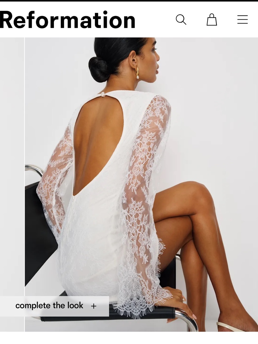 Reformation NWT Valencia Lace Open-Back Mini Dress - White